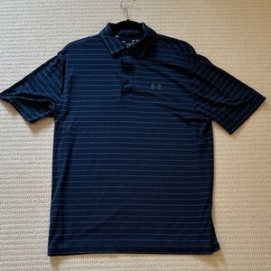 Under Armour Men's Striped Dark Polo Medium Navy